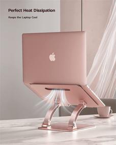 img 3 attached to 🌟 Nulaxy Laptop Stand: Ergonomic Height & Angle Adjustable Riser Holder for MacBook, Dell XPS, Samsung, Alienware & More (11-17'') - Supports Up to 44 Lbs - Rose Gold