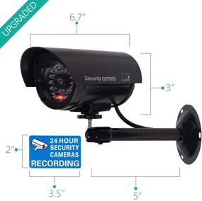 img 2 attached to 📷 WALI Bullet Dummy Security Camera with LED Light, Indoor/Outdoor Surveillance Dome (TC-B4), Pack of 4, Black - Includes Security Alert Sticker Decals