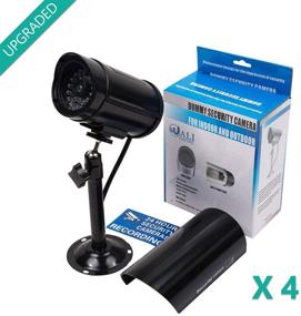 img 3 attached to 📷 WALI Bullet Dummy Security Camera with LED Light, Indoor/Outdoor Surveillance Dome (TC-B4), Pack of 4, Black - Includes Security Alert Sticker Decals