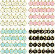 💎 104 pieces mixed enamel metal letter beads & charms double sided initial pendant a-z alphabet charm for necklace bracelet jewelry making - black, white, pink, blue logo