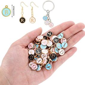 img 3 attached to 💎 104 Pieces Mixed Enamel Metal Letter Beads & Charms Double Sided Initial Pendant A-Z Alphabet Charm for Necklace Bracelet Jewelry Making - Black, White, Pink, Blue