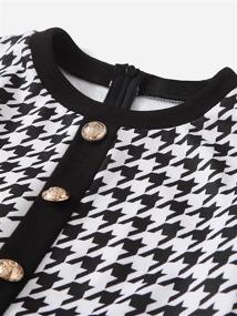 img 2 attached to 👗 WDIRARA Girl's Houndstooth Bodycon Dress: Stylish Round Neck, Button Front, & Long Sleeves