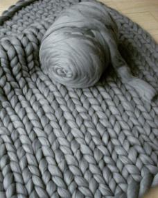 img 2 attached to 🧶 Super Soft Giant Wool Yarn, 2kg/4.4 lbs, Chunky Arm Knitting, Bulky Wool Roving - Dark Grey