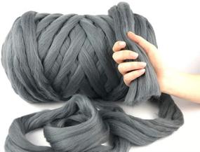 img 3 attached to 🧶 Super Soft Giant Wool Yarn, 2kg/4.4 lbs, Chunky Arm Knitting, Bulky Wool Roving - Dark Grey