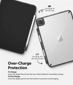 img 1 attached to 📱 Ringke Fusion Transparent Hard Back Cover Shockproof TPU Bumper for iPad Pro 11 Inch 2021/2020/2018 Model - Smoke Black with Overchange Protection & Pen/Pencil Holder