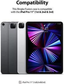 img 3 attached to 📱 Ringke Fusion Transparent Hard Back Cover Shockproof TPU Bumper for iPad Pro 11 Inch 2021/2020/2018 Model - Smoke Black with Overchange Protection & Pen/Pencil Holder