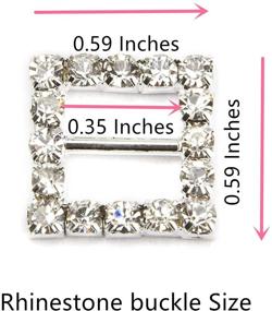 img 3 attached to 💎 Pack of 35 Adorable Square Rhinestone Buckle Ribbon Sliders for Wedding Gift Wrapping and Supplies