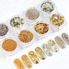 img 4 attached to 💅 Macute Sparkle Nail Glitters - 8 Boxes of Metallic Shining Flakes in Gold and Silver for Women's DIY Nail Art, Fingernails and Toenails Decorations, Manicure Tips Accessories and Supply