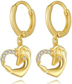 img 4 attached to Dangle Heart Earrings for Women 14K Gold 💖 Plated Huggie Cubic Zirconia Drop Earrings, Hypoallergenic Jewelry for Girls