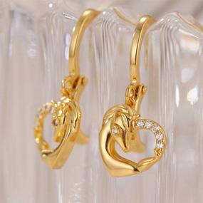 img 1 attached to Dangle Heart Earrings for Women 14K Gold 💖 Plated Huggie Cubic Zirconia Drop Earrings, Hypoallergenic Jewelry for Girls