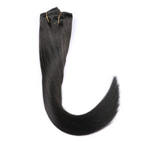 img 3 attached to 💇 Thick Double Weft Brazilian Human Hair Extensions - New Version, 140g, 8pcs/Set, Remy Hair, Silk Straight, Soft & Natural Black, Full Head Clip In (18" #1B)