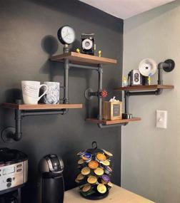 img 1 attached to 📚 Industrial Rustic Modern Wood Ladder Pipe Wall Shelf: 4 Layer Pipe Design Bookshelf - DIY Shelving Solution