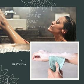 img 2 attached to INSTYLYA Soft Silicone Body Scrubber for Shower - Grey - Gently Cleanse, Massage & Apply Lotion on Skin (Two Sided)