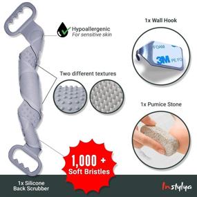 img 3 attached to INSTYLYA Soft Silicone Body Scrubber for Shower - Grey - Gently Cleanse, Massage & Apply Lotion on Skin (Two Sided)