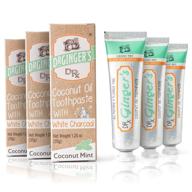 🥥 travel size coconut mint toothpaste - dr. ginger's coconut oil toothpaste with white activated charcoal, 1.25 oz, pack of 3 logo