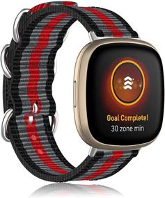 img 4 attached to Tosembo Nylon Bands Compatible With Fitbit Sense/Versa 3 Wearable Technology