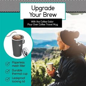 img 3 attached to ☕ Silver Pour Over Coffee Travel Mug - Coffee Gator 20oz All-in-One Travel Coffee Maker and Thermal Cup - Vacuum Insulated Stainless Steel Cup with Paperless Filter Dripper