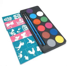 img 3 attached to Maydear Kids Face Painting Kit - 12 Safe and Non-Toxic Large Matte Water Based Face Paint Colors