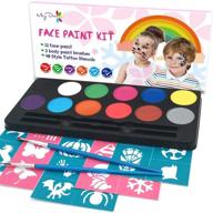 maydear kids face painting kit - 12 safe and non-toxic large matte water based face paint colors logo