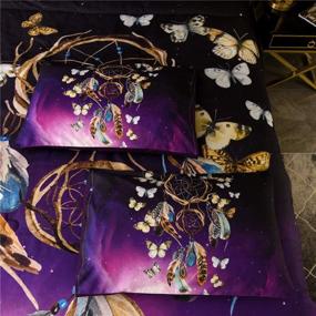 img 2 attached to 🦋 Galaxy Dreamcatcher Comforter Set Queen - Purple Butterfly Dreamcatcher Lightweight Microfiber Bedding - Boho Quilt for Kids, Teens, Girls