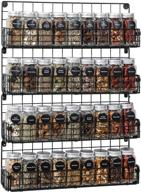 🧼 4-tier stackable black iron wire spice rack organizer - wall mounted hanging shelf storage racks, perfect for spice storing, kitchen pantry organization, and more! (patent no.: us d909,138 s) logo