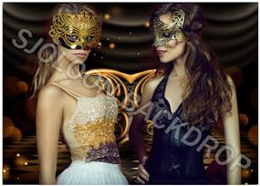 img 2 attached to 🎭 SJOLOON 7X5ft Mardi Gras Carnival Masquerade Backdrop with Glossy Golden Masks, Dark Retro Floor Stage Background for Party Decoration - Mardi Gras 11080