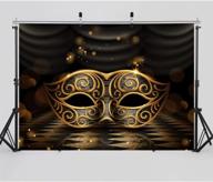 🎭 sjoloon 7x5ft mardi gras carnival masquerade backdrop with glossy golden masks, dark retro floor stage background for party decoration - mardi gras 11080 logo