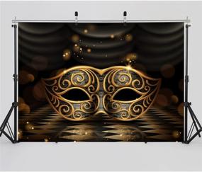 img 4 attached to 🎭 SJOLOON 7X5ft Mardi Gras Carnival Masquerade Backdrop with Glossy Golden Masks, Dark Retro Floor Stage Background for Party Decoration - Mardi Gras 11080