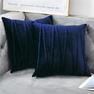 🛋️ nianer navy blue plush velvet throw pillow covers - set of 2 for bedroom and living room décor - 18x18 square pillow cases with sofa accent - couch pillows logo