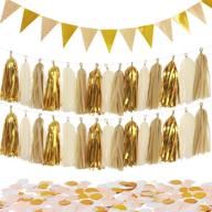🎉 shimmering 30pcs gold tassel garland, 15pcs paper pennant banner, and 10g gold confetti set by merrynine logo