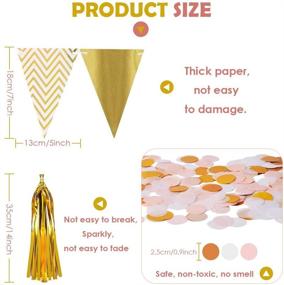 img 3 attached to 🎉 Shimmering 30PCS Gold Tassel Garland, 15PCS Paper Pennant Banner, and 10g Gold Confetti Set by MerryNine