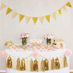 img 2 attached to 🎉 Shimmering 30PCS Gold Tassel Garland, 15PCS Paper Pennant Banner, and 10g Gold Confetti Set by MerryNine