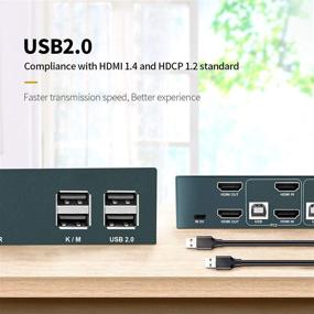 img 3 attached to 🖥️ 2 Port HDMI Dual Monitor KVM Switch Box with USB 2.0 Hub, 4K@30Hz, Hotkey Switching – Ideal for Dual Port Video, Screen Sharing, Keyboard and Mouse Computer Switching