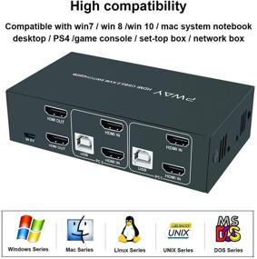 img 2 attached to 🖥️ 2 Port HDMI Dual Monitor KVM Switch Box with USB 2.0 Hub, 4K@30Hz, Hotkey Switching – Ideal for Dual Port Video, Screen Sharing, Keyboard and Mouse Computer Switching