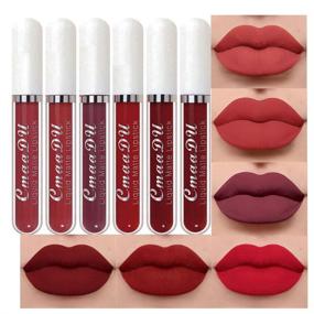 img 3 attached to 💄 Long Lasting Waterproof Dark Red Matte Liquid Lipstick Set - 6Pcs Makeup Set by CmaaDu