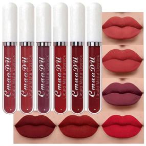 img 4 attached to 💄 Long Lasting Waterproof Dark Red Matte Liquid Lipstick Set - 6Pcs Makeup Set by CmaaDu