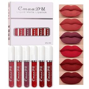 img 2 attached to 💄 Long Lasting Waterproof Dark Red Matte Liquid Lipstick Set - 6Pcs Makeup Set by CmaaDu