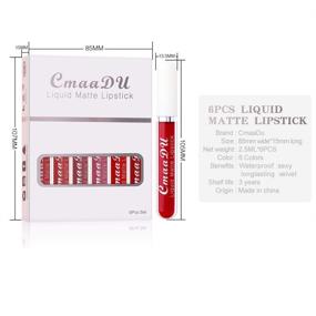 img 1 attached to 💄 Long Lasting Waterproof Dark Red Matte Liquid Lipstick Set - 6Pcs Makeup Set by CmaaDu
