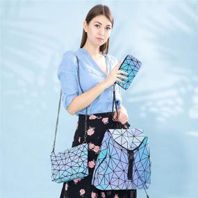 img 3 attached to Geometric Purses Handbags Holographic Reflective Women's Handbags & Wallets in Crossbody Bags