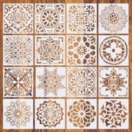 versatile 16 pcs (6x6 inch) mandala painting drawing stencils - ideal for floor, wall, tile, fabric, wood diy art & craft projects - reusable! logo