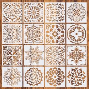 img 4 attached to Versatile 16 Pcs (6x6 Inch) Mandala Painting Drawing Stencils - Ideal for Floor, Wall, Tile, Fabric, Wood DIY Art & Craft Projects - Reusable!