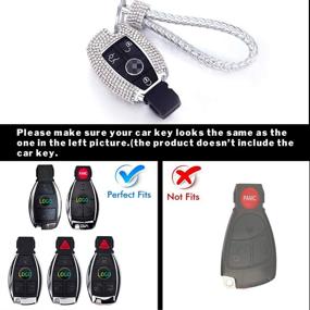 img 2 attached to 🔑 PGONE Car Key Case Key Shell Fob Key Cover Key Chain Lady Key Ring with Sparkling Diamond Crystals for Mercedes-Benz C E S M CLS CLK GLK GL Class 2/3-button Keyless Entry Remote Control Smart Key (Red)