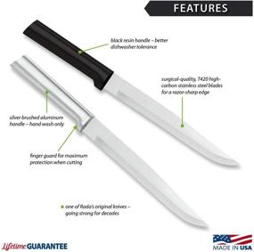 img 3 attached to 🔪 Качественный нож для нарезки Rada Cutlery - 11-3/8 дюймов, лезвие из нержавеющей стали, сделано в США. Рукоятка из стойкой черной стали и смолы.