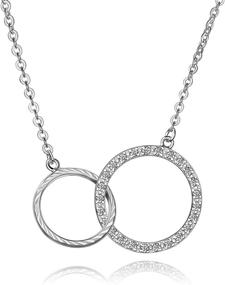 img 4 attached to 📿 ELEGANZIA Double Circle Mother Daughter Necklace - Beautiful Sterling Silver Interlocking Jewelry Gift Set for Mother's Day and Beyond