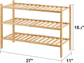 img 2 attached to 👠 Effective title: "3-Tier Bamboo Shoe Rack: Stackable, Foldable, Natural Shoe Organizer for Entryway Closet - Free Standing, Indoor Outdoor Shoe Storage