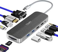 🔌 tsupy usb c hub 11 в 1: адаптер thunderbolt 3 type c с ethernet, hdmi, vga, портом usb-c, аудио, считывателем sd/tf карт - совместим с macbook pro/air и многими другими логотип