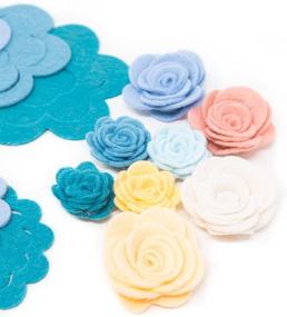 img 1 attached to 🌺 Premium Handcrafted Die Cut Applique Flowers - 32 Wool Blend Felt 3D Roses, Made in USA, Perfect for Spring Vacation and OTR Felt Crafts