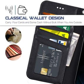 img 2 attached to Arae iPhone 12 Pro Max Wallet Flip Cover – Black: Card Holder & Wrist Strap Included!