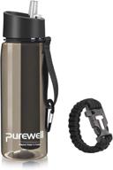 🚰 purewell bpa free filtered water bottle with integrated straw - perfect for camping, hiking, backpacking, and travel logo