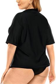 img 3 attached to 👚 Stylish and Protective: Halcurt Women's Plus Size Short Sleeve Rashguard Swim Shirt UPF 50